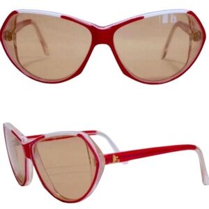 1980’s Jean-Louis Scherrer Paris Red & White Angular Sunglasses, Frame France